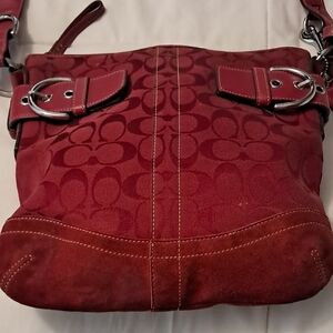 Coach Burgundy Shoulder Bag with Silver Accents
